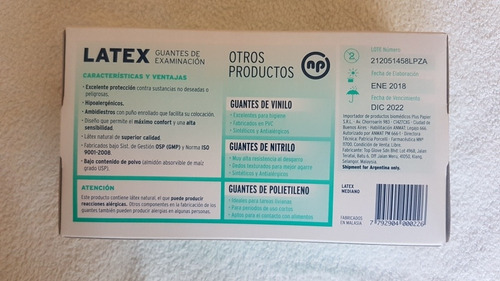 Guantes De Latex Descartables Talle M