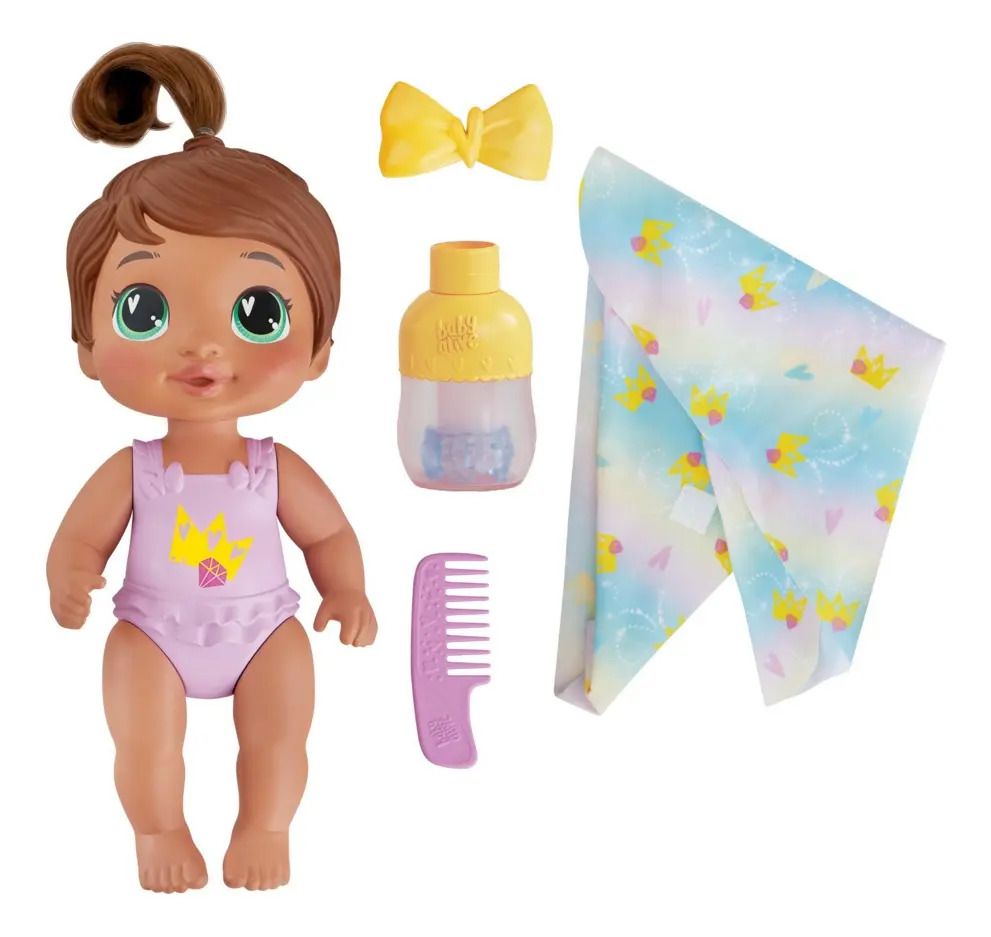 Boneca Baby Alive Bebê Shampoo Sophia Sparkle - Cabelos Castanhos, Brinquedo Interativo, 28 cm - A partir de 3 Anos