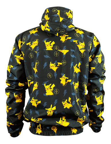 Chamarra Rompevientos Para Hombre Con Gorro Pikachu