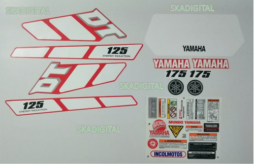 Kit Completo De Calcomanías Yamaha Dt Lara Con Advertencia