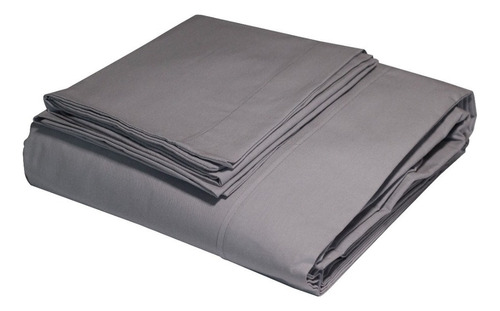 Juego De Sábanas Queen Size Inhome Percal 200 Hilos Color Gris Perla Diseño De La Tela Liso