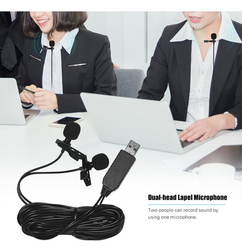 Microfone De Lapela De Lavalier De Cabeça Dupla Andoer 1.5m