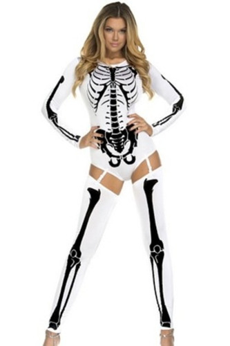 Disfraz De Esqueleto Sexy Para Mujer Talla: L/xl Halloween