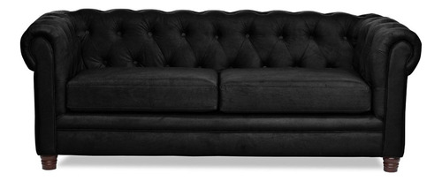 Sofa Florencia 3c Tela Velvet Negro
