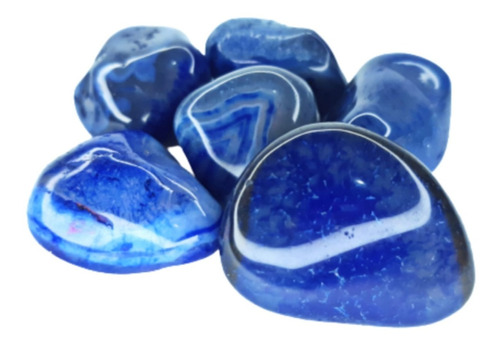 Ágata Azul Pedra Rolada 1kg Semi Preciosas Magia Da Pedra