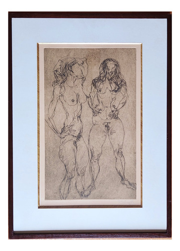 Flávio Carvalho Quadro Gravura Metal Mulheres Assinada 1972