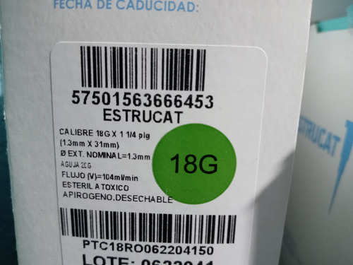 Catéter 18 G Verde 50 Piezas (Usado)