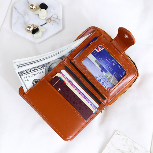 Cartera Corta Con Cremallera De Moda Para Mujer