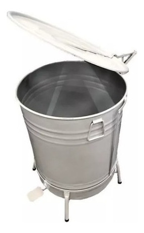 Lixeira De Tambor Em Aço Com Suporte Pedal Branca 70 Litros