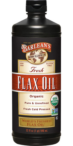 Barlean's Organic Oils Aceite De Lino Fresco, Botella De 32