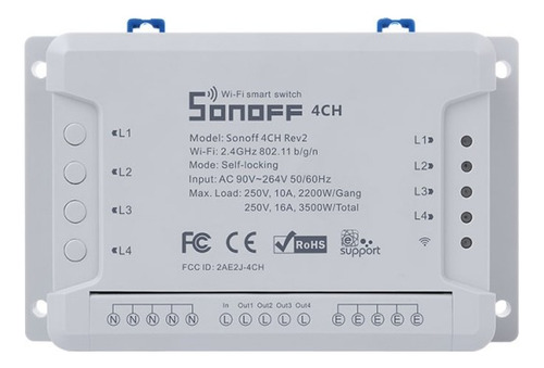 Interruptor Wifi De 4 Canales Sonoff 4chr2