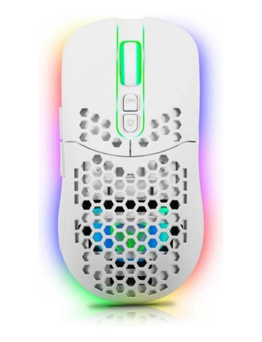 Mouse Gamer Blanco Inalámbrico Rgb Micronics 7 Botones 7200 