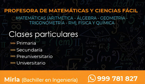 Clases Dicta Profesora Matemáticas, Física Y Química Fácil