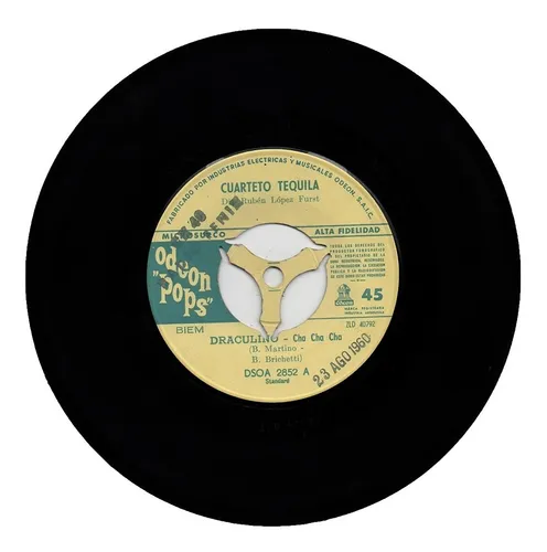Cuarteto Tequila Draculino Vinilo Simple 45 Cha Cha Cha 1961 (Usado)