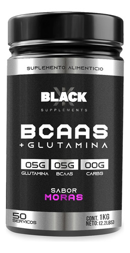 Black Supplements Aminoácidos Bcaas + Glutamina 1kg Moras