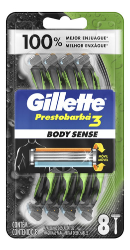 Rastrillo Desechable Gillette Prestobarba3 Body 8 Unidades
