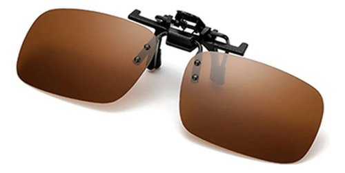 Oculos De Sol Clip On P/ Oculos De Grau Adicional Sobrepor Cor Da Lente Marrom-escuro Desenho Retangular