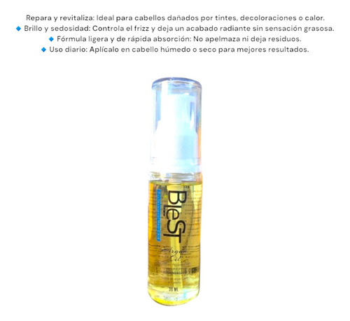 Aceite De Argán Blest Reparador Nutrición Y Brillo Cabello