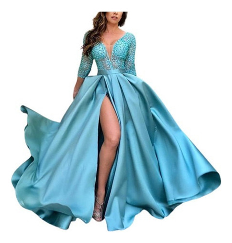 Vestidos De Fiestas Elegantes De Noche Con Pedrería Y Satín