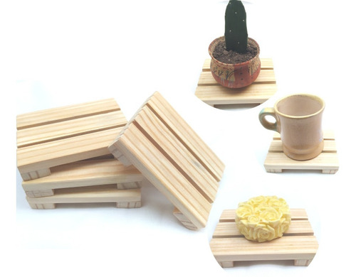 Imagen 2 de 2 de Jabonera De Madera Artesanal En Pino 12 Unidades - Ecolecuá