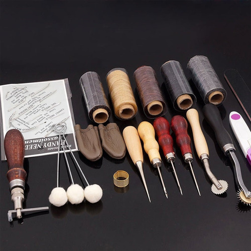 18 Pcs Couro Ofício Estojo Ferramentas De Escultura Costura