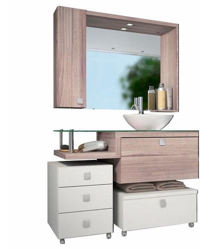 Vanitory Moderno Mueble Para Baño Espejo Organizador Vm-204