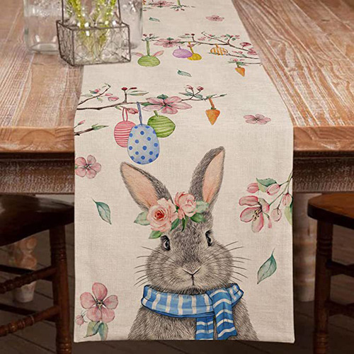 Camino De Mesa De Lino Con Forma De Conejo De Pascua, 33 X 1