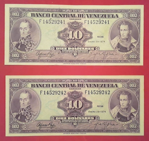 10 Bs De 1974 F-8, Consecutivos, Nuevos.