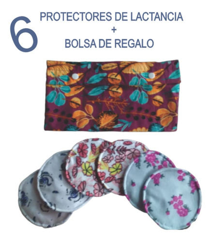 6 Protectores De Lactancia Reutilizables + Bolsa De Regalo.