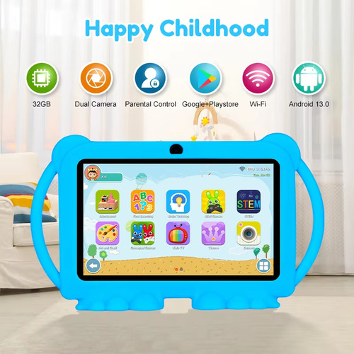 Tablet Dora 7 Kids Niños 2gb 32gb Anti Golpes Contr Parental Celeste