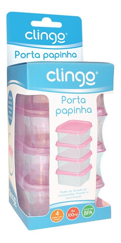 Porta Papinha C/ 4 Unidades - Rosa - Clingo C2398