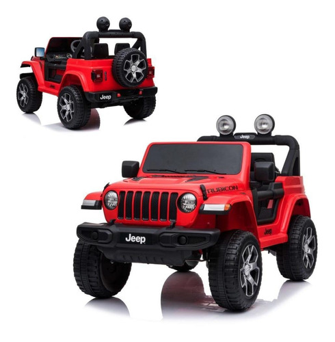 Jeep A Bateria Wrangler Rubicon Rojo De 12v De 2 Motores Con