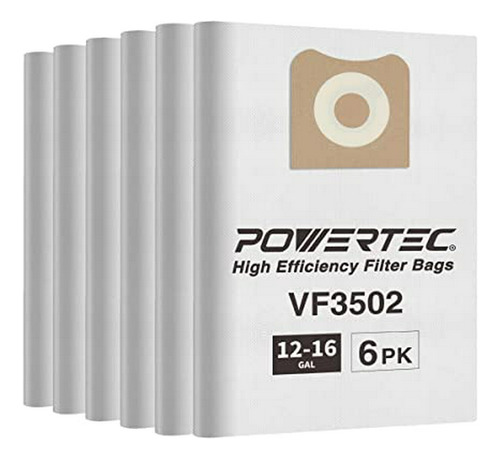 Powertec 75002p*****gal Dry Wet Vac Filters Bolsa De Filtro 