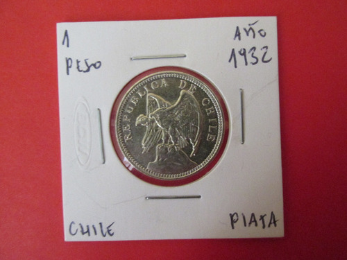 Moneda Republica De Chile 1 Peso De Plata Año 1932 Unc
