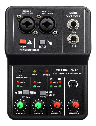 Mezclador De Sonido Profesional Q-12 Con Monitor For