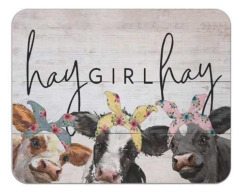 Oflich Hay Girl Hay Farmhouse Alfombrilla De Mouse De Vaca R