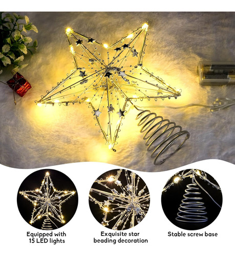 Decoracion Estrella Para Pino Navideño Con 15 Luces Led