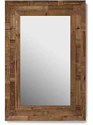 Barnyard Designs 24x36 Wood Farmhouse Wall Mirror, Wooden La