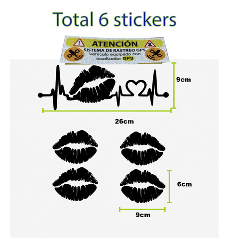 Sticker Calcomania Para Auto Frecuencia De Besos 5 Stickers