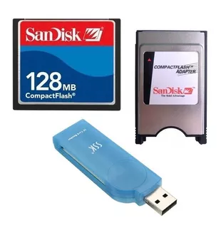Combo Memoria Cf 128mb Sandisk + Adaptador + Lector