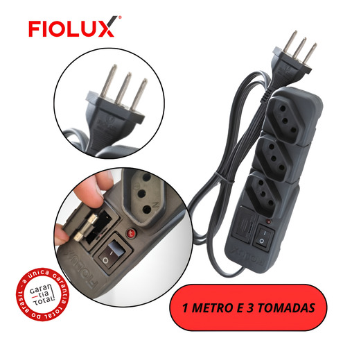 Filtro De Linha Protetor Bivolt 1metro 3tomadas Com Fusível