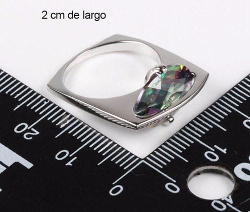 Anillo Plata 925 Diseno Topacio Mistico De Colores Xl