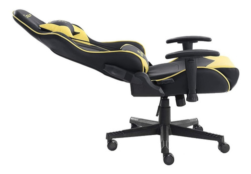 Silla Gamer Ergonómica Reclinable Ocelot Gaming OGS-02 de piel sintetica negra con amarillo brazos 2D piston clase 4 soporta hasta 150 kg con cojin lumbar y cervical