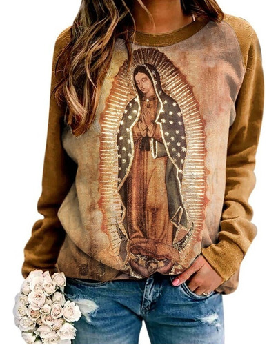 Sudadera Con Estampado 3d Virgen María De Guadalupe