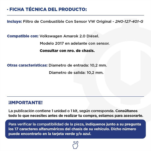 Imagen 2 de 9 de Filtro De Combustible Con Sensor Vw Amarok