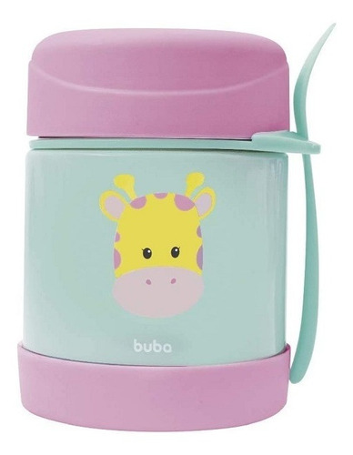 Pote Termico Infantil Bebe Aço Inox Animais C/ Colher Buba