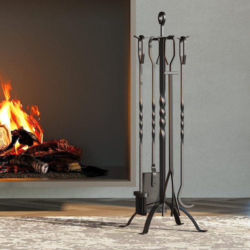 Conjunto De 5 Herramientas Chimenea De Hierro Forjado, ...