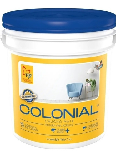 Vp Colonial Pintura Caucho Mate Blanco Cuñete 2gal