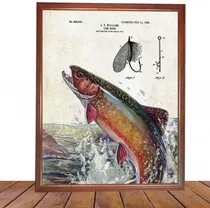 Comprar Poster Pesca Patente Vintage En Cuadro Para Colgar 