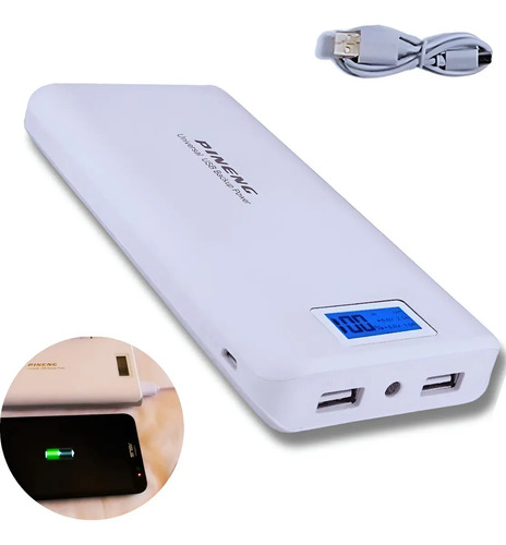 Carregador Portátil Power Bank Pineng 20000mah Top Cor Branco
